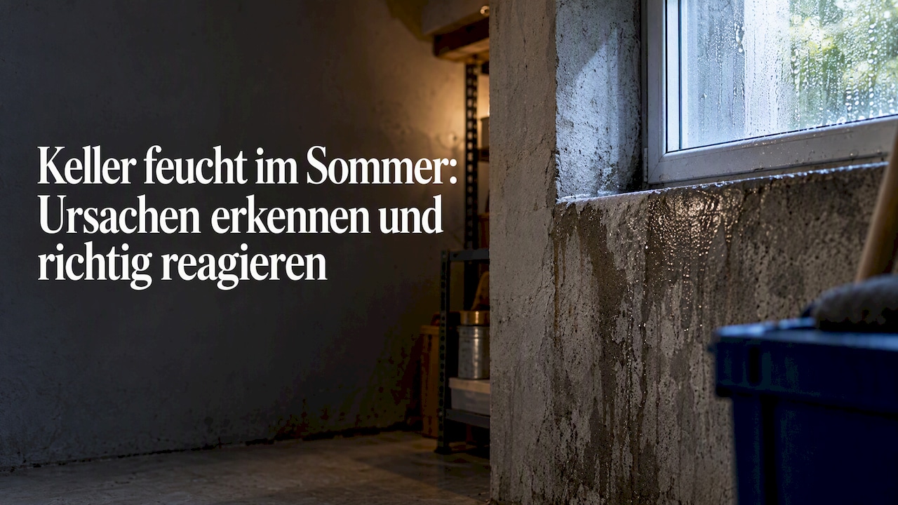 Feuchte Kellerwand mit beschlagenem Fenster