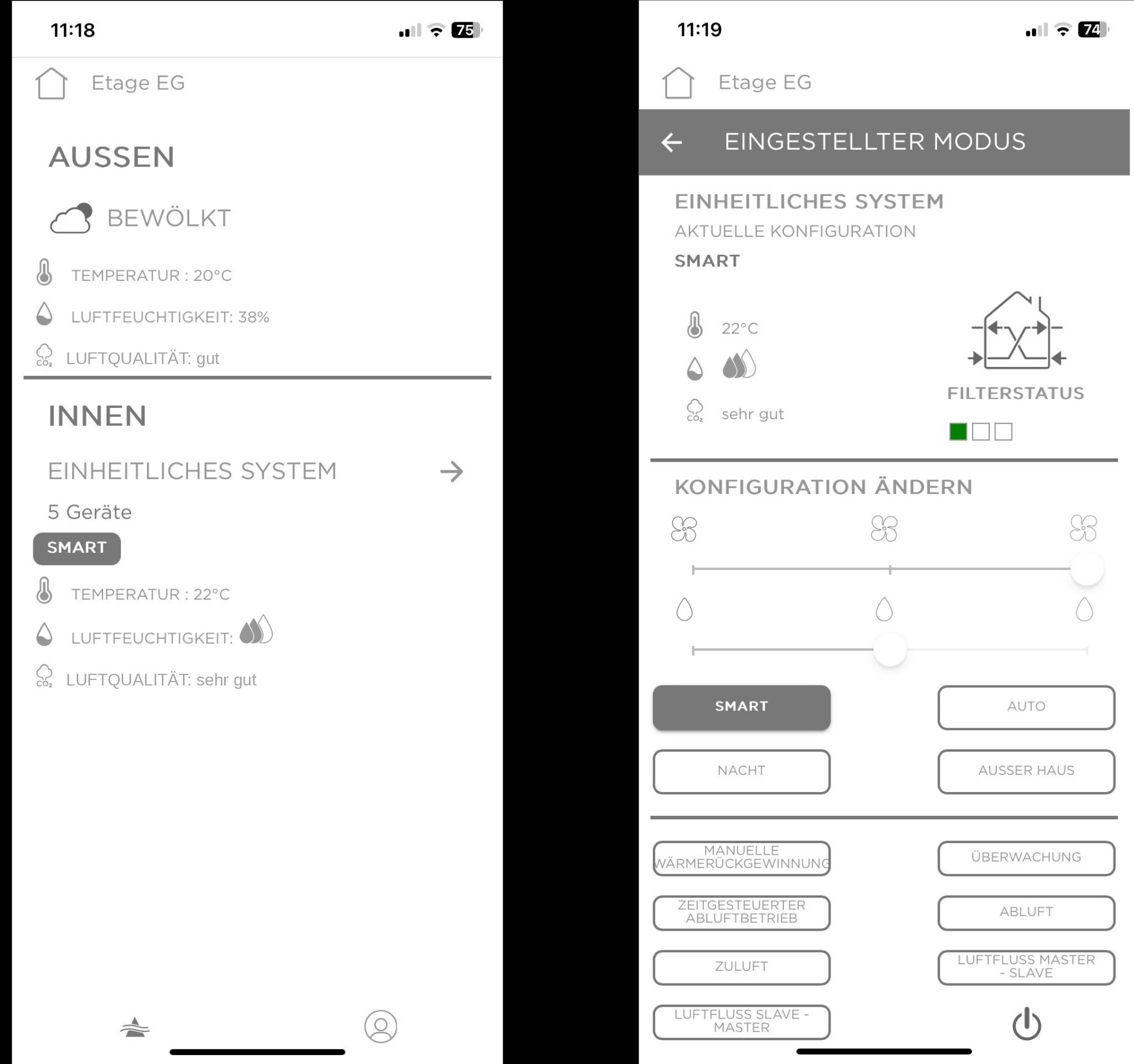 Ambientika App Steuerung