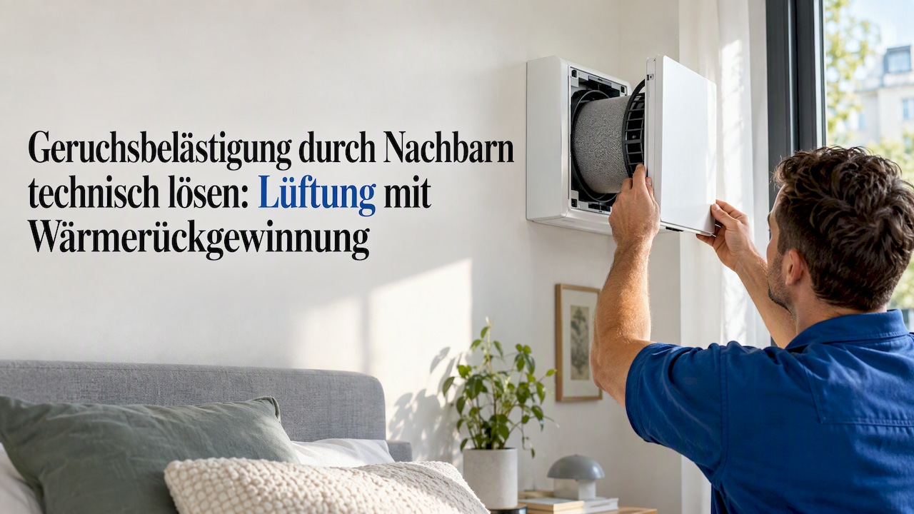 Dezentrales Lüftungsgerät im sanierten Schlafzimmer