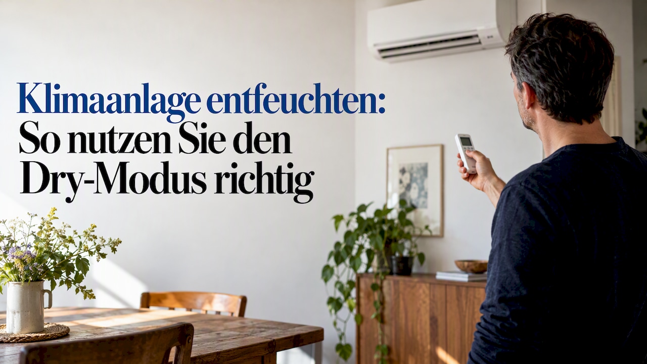 Person wählt den Trockenmodus an der Klimaanlage aus
