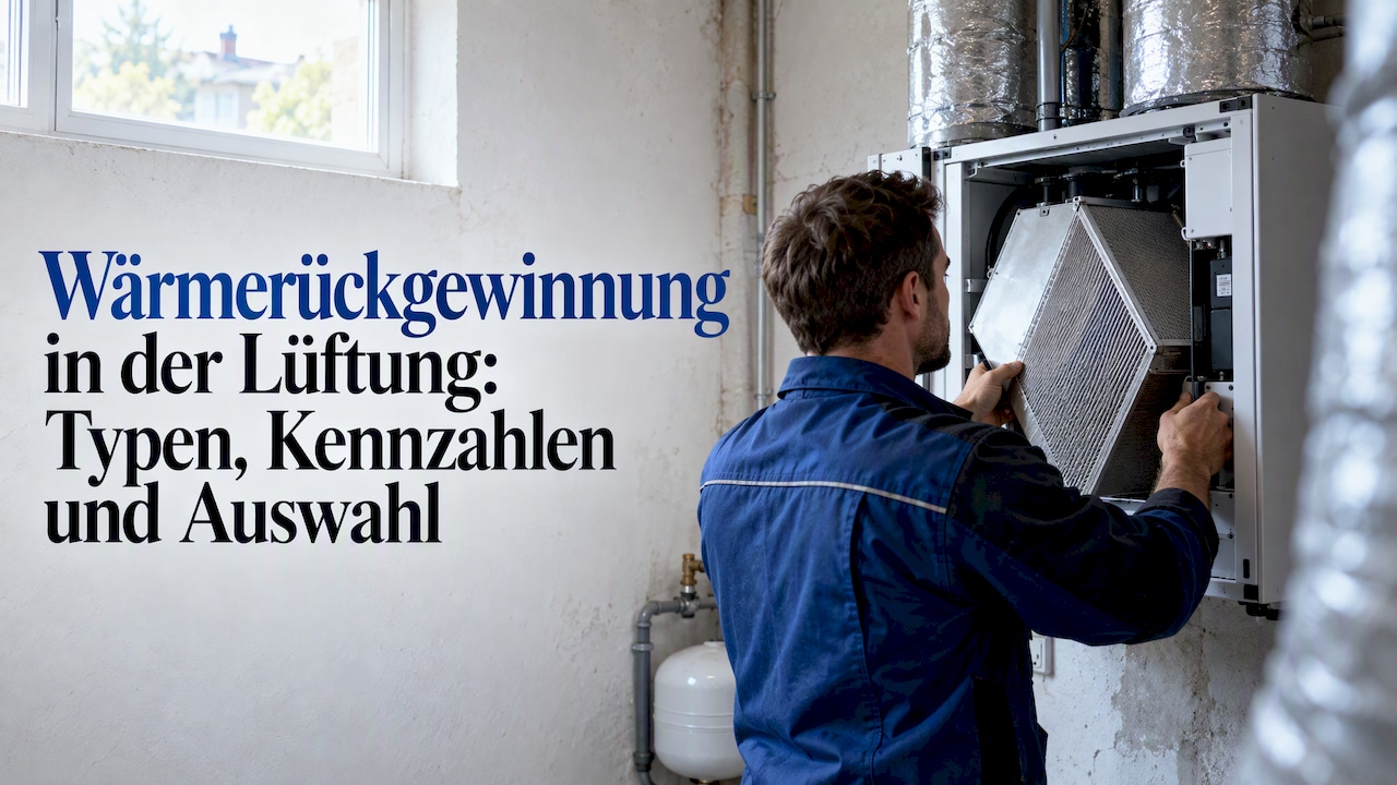 Techniker überprüft einen Lüftungs-Wärmetauscher