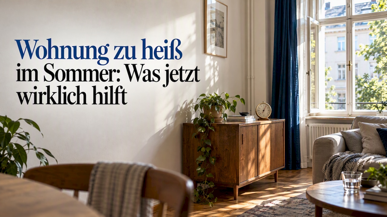Im Sommer überhitztes Wohnzimmer mit Raumthermometer